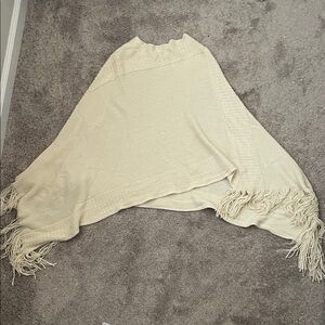 2 Chic Cream Fringed Poncho